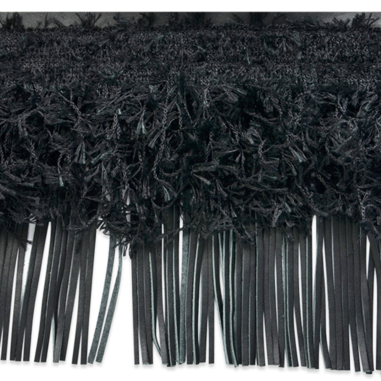 5 yards of 6" Leather And Hairy Gimp Fringe Trim | 5 yard cut